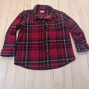 Faherty Kids Plaid Button Down Shirt in Red and Black